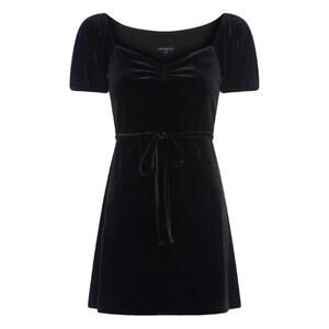 French Connection Size 6 Black Velvet Dress Pouf Sleeve Cocktail